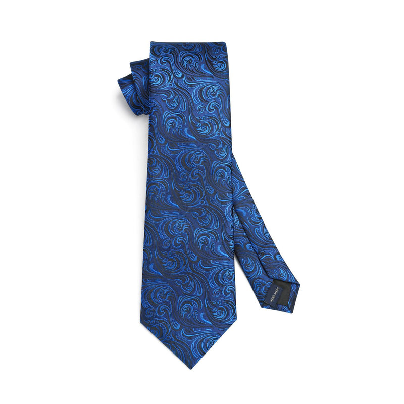 Paisley Tie Handkerchief Set - 02A-ROYAL BLUE1 