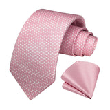 Plaid Tie Handkerchief Set - F-PINK 