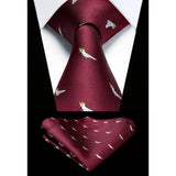 Pattern Tie Handkerchief Set - BURGUNDY 