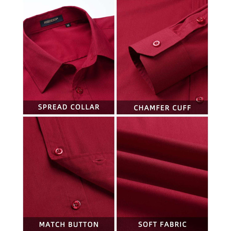 Casual Formal Shirt with Pocket - BURGUNDY