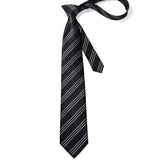 Stripe Tie Handkerchief Set - 09-BLACK/WHITE 