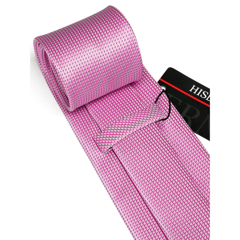 Stripe Plaid Tie Handkerchief Cufflinks - 01B-STRIPE-LAVENDER 
