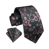 Floral Tie Handkerchief Set - 33PINK/BLACK 