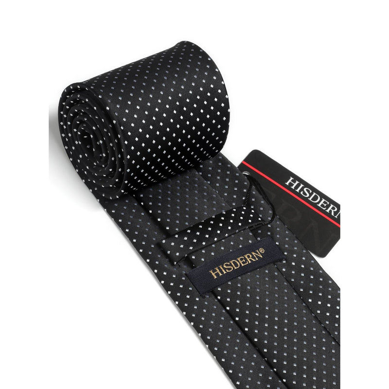 Polka Dot Tie Handkerchief Set - A3-BLACK/WHITE 