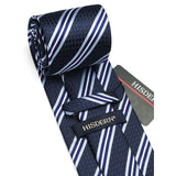 Stripe Tie Handkerchief Set - 13-NAVY BLUE 1 