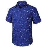 Hawaiian Tropical Shirts with Pocket - B-03 NAVY BLUE 