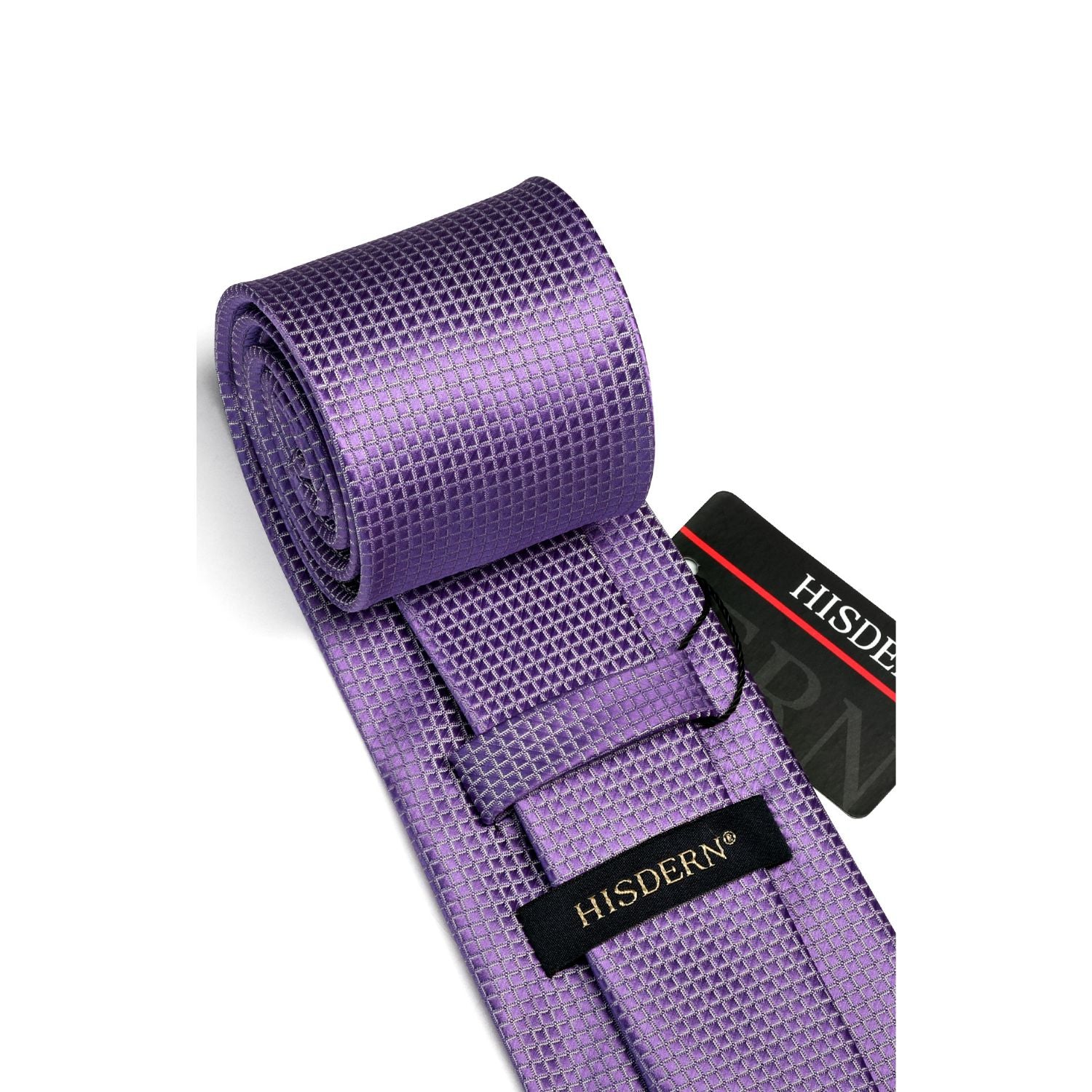 Plaid Tie Handkerchief Set - PURPLE-2