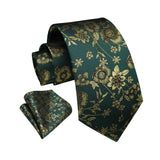 Floral Tie Handkerchief Set - 32 GREEN