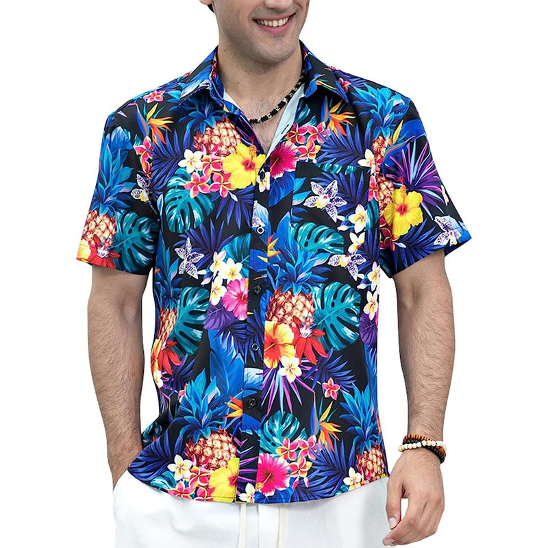 Hawaiian Tropical Shirts with Pocket - Z-BLUE SHIRTS-2