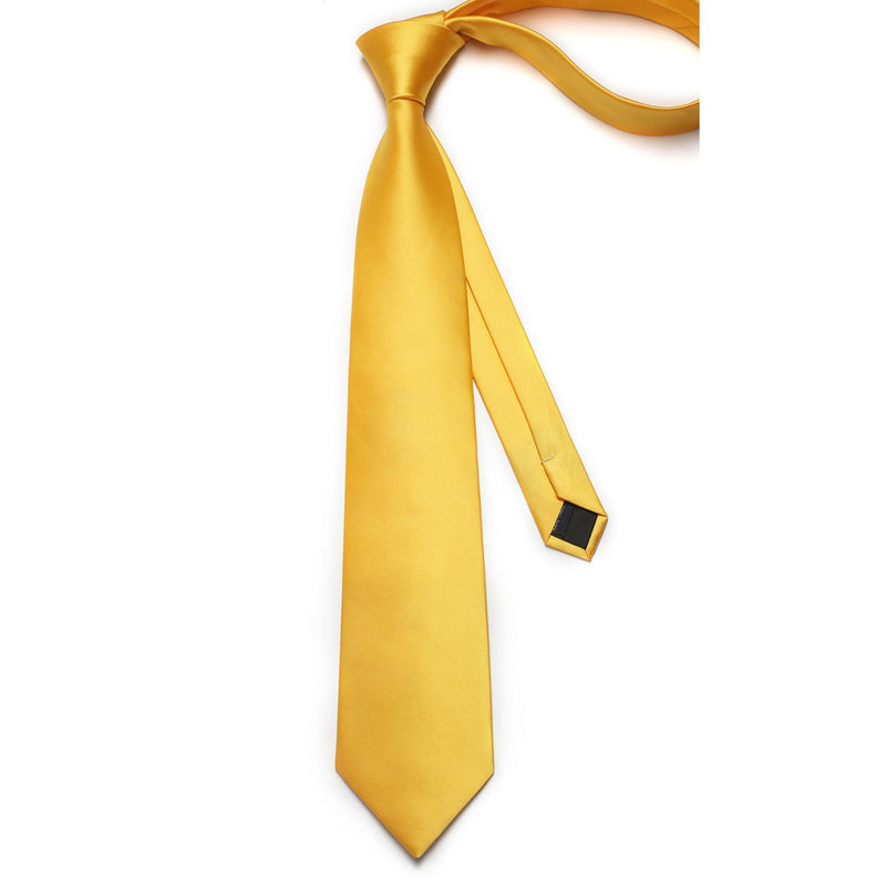 Solid Tie Handkerchief Cufflinks - J1-YELLOW 