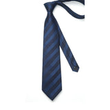 Stripe Tie Handkerchief Set - NAVY BLUE 