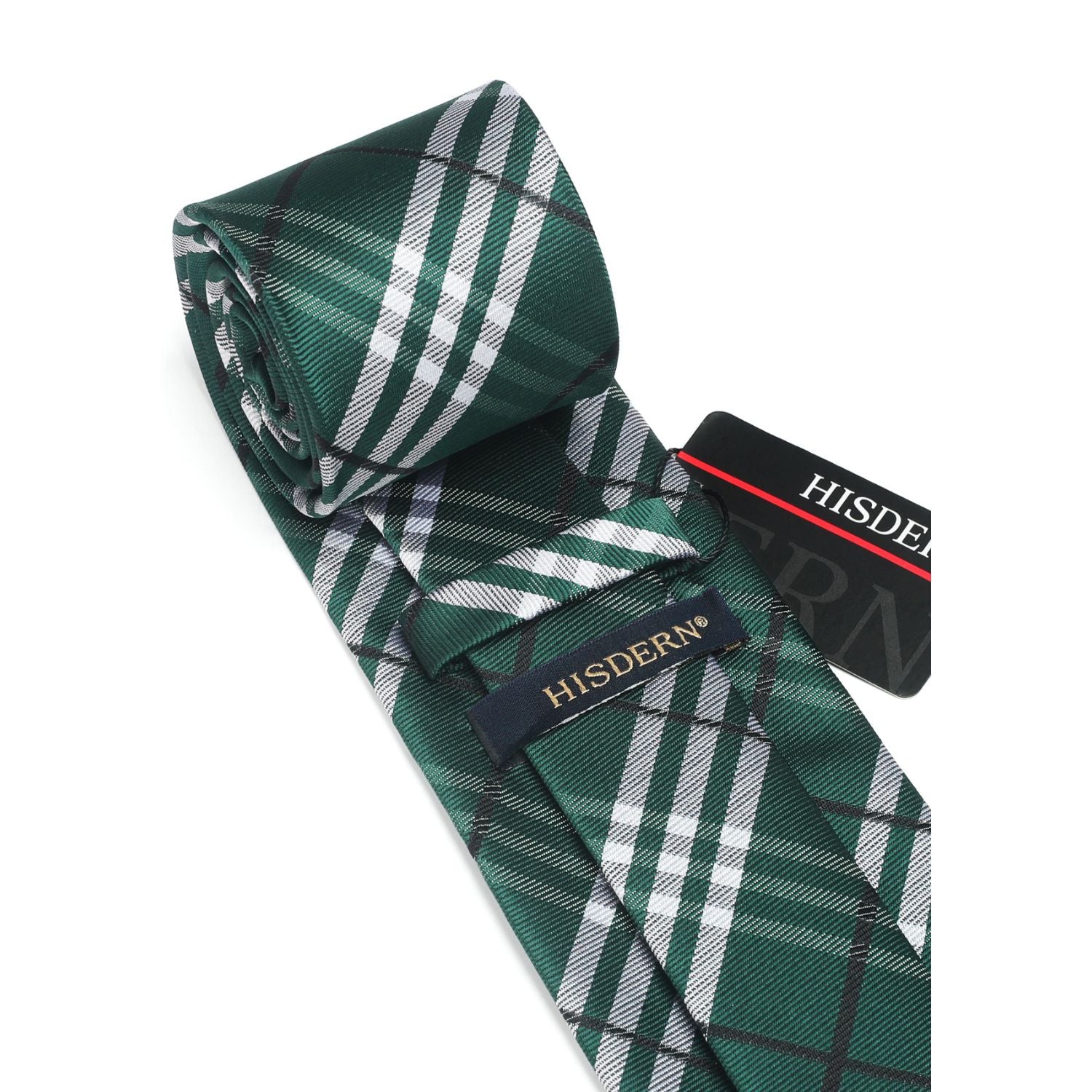 Plaid Tie Handkerchief Set - GREEN