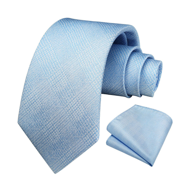 Plaid Tie Handkerchief Set - BLUE 