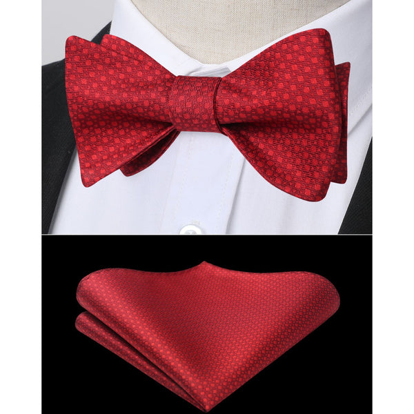 Houndstooth Bow Tie & Pocket Square - RED 