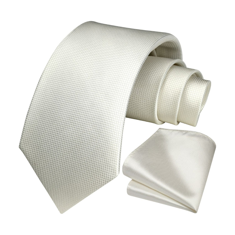 Plaid Tie Handkerchief Set - WHITE 