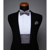 Polka Dot Cummerbund Bow Tie Pocket Square Set - A-NAVY BLUE 