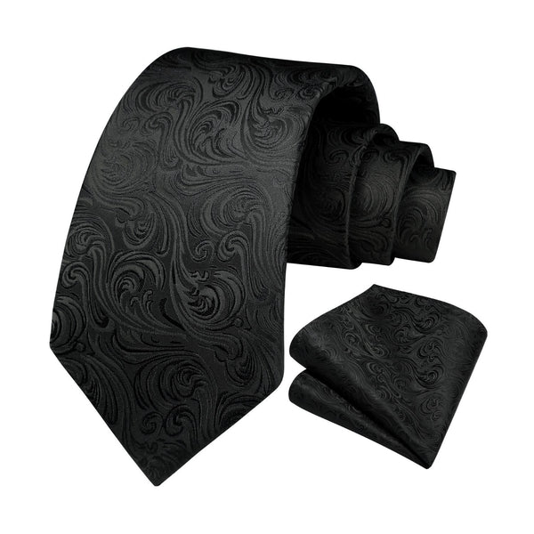 Paisley Tie Handkerchief Set - 02A-BLACK-2