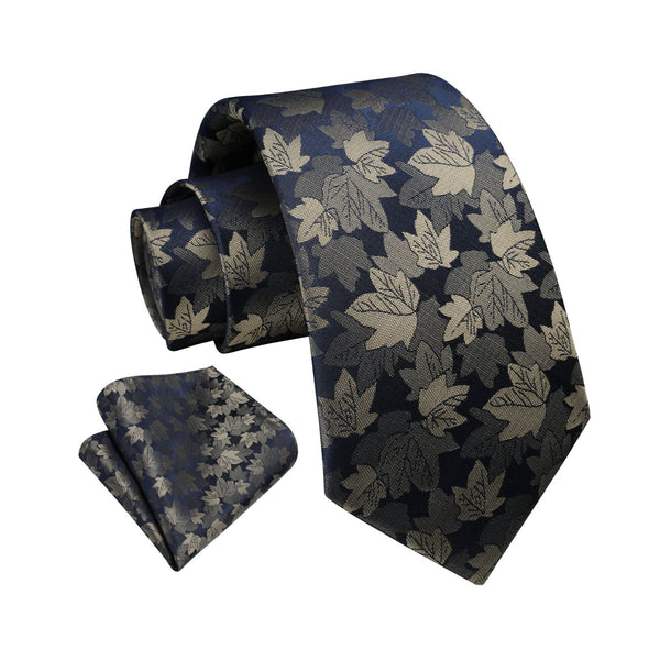 Floral Tie Handkerchief Set - 19 DEAD LEAF 
