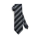 Stripe Tie Handkerchief Cufflinks - 03-BLACK3 