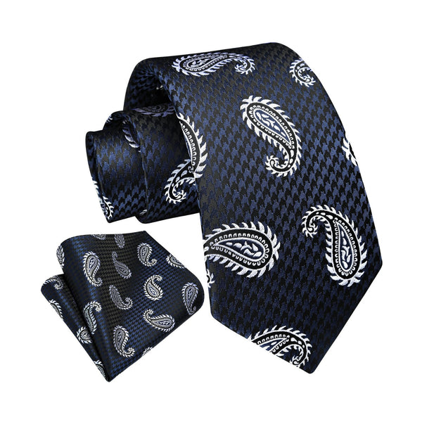 Paisley Tie Handkerchief Set - 26 NAVY BLUE 