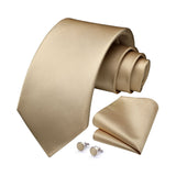 Solid Tie Handkerchief Cufflinks - CHAMPAGNE 