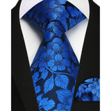 Floral Tie Handkerchief Set - 12 BLUE 