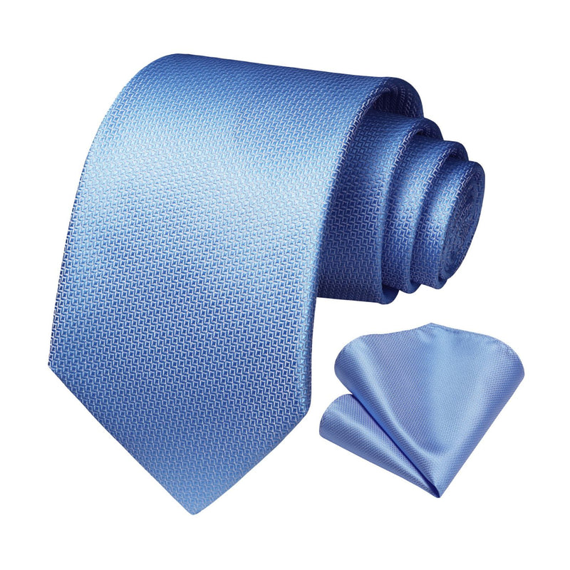 Plaid Tie Handkerchief Set - C5-BLUE 