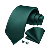 Solid Tie Handkerchief Cufflinks - GREEN 