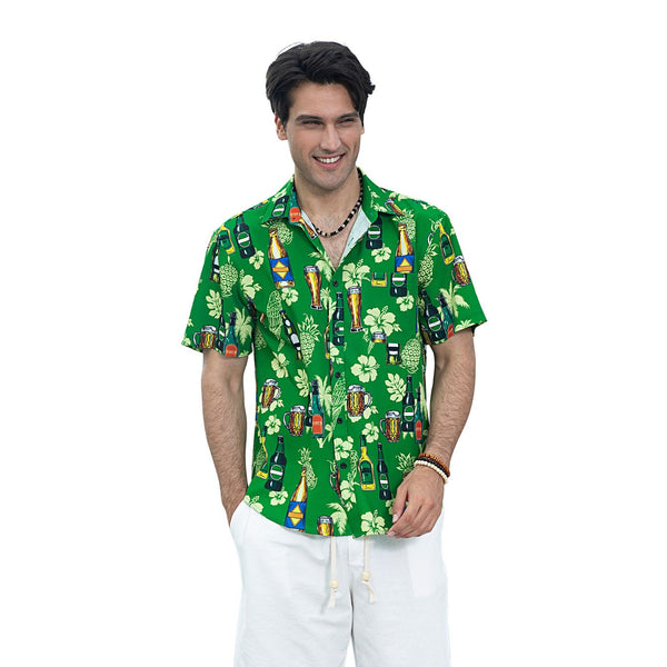 Hawaiian Tropical Shirts with Pocket - Y1- GREEN 
