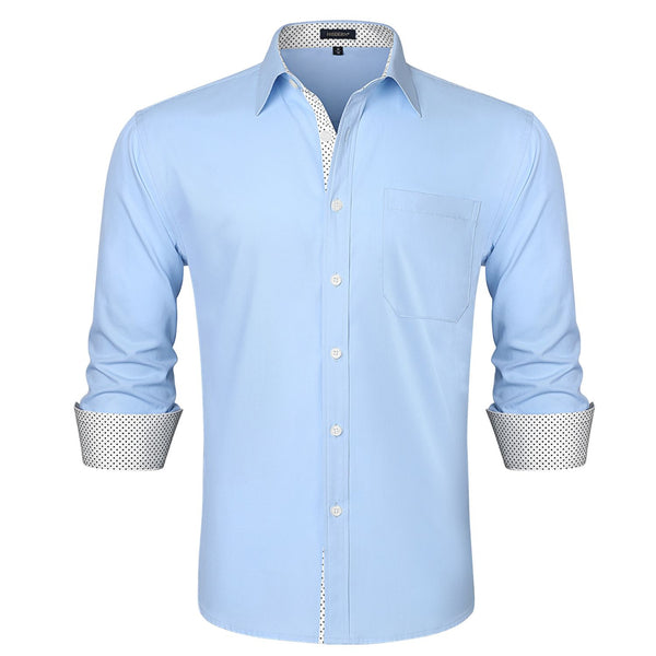 Casual Formal Shirt with Pocket - F-BLUE/WHITE 