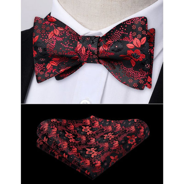 Floral Bow Tie & Pocket Square - RED
