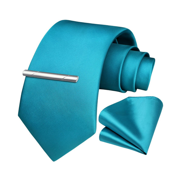 Solid Tie Handkerchief Clip - AQUA-1 