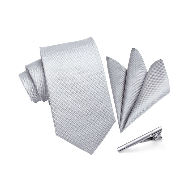 Plaid Tie Handkerchief Clip - 01 SILVER 
