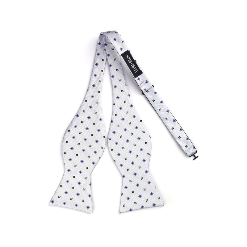 Floral Bow Tie & Pocket Square - WHITE 