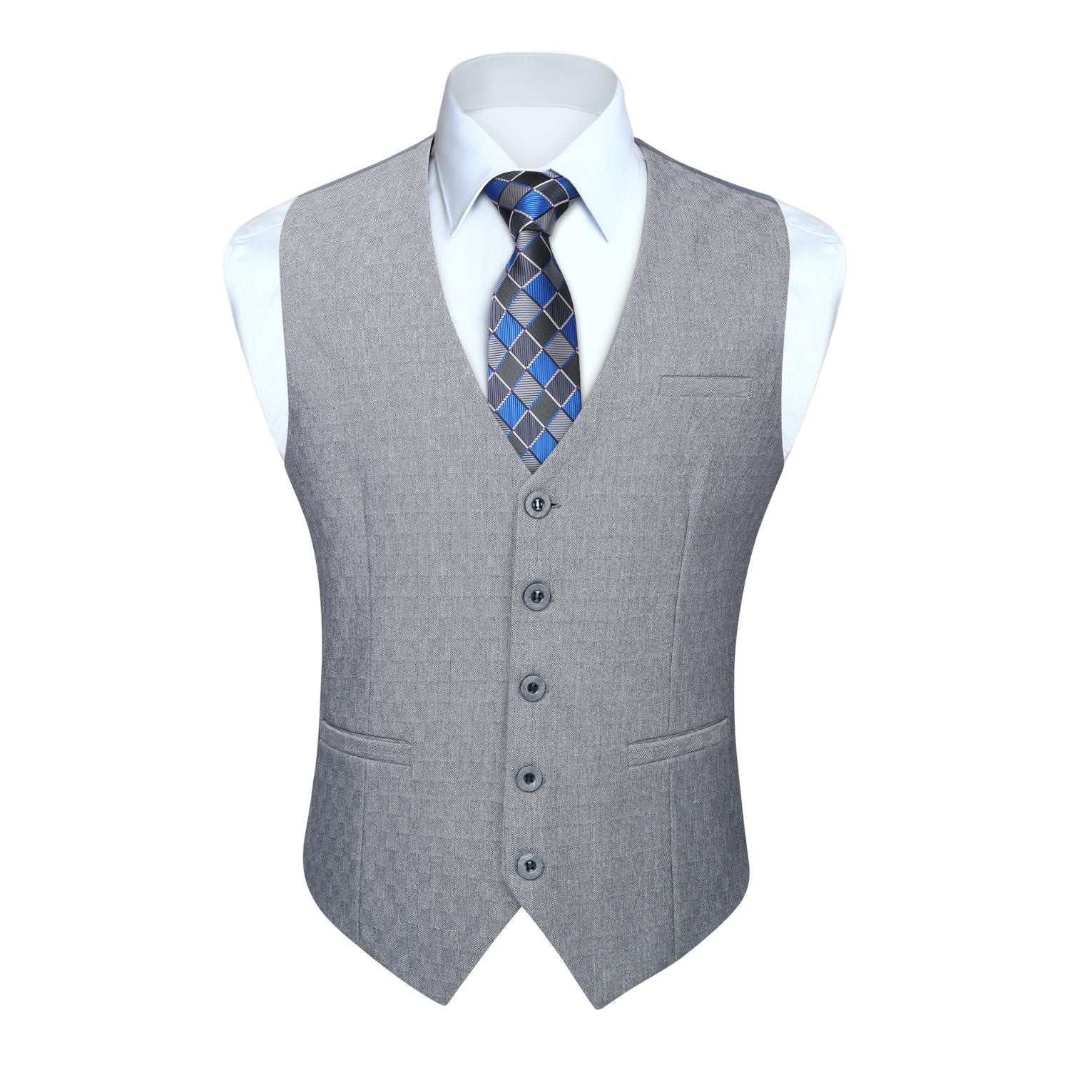 Solid Slim Vest - D2-LIGHT GREY – Hisdern