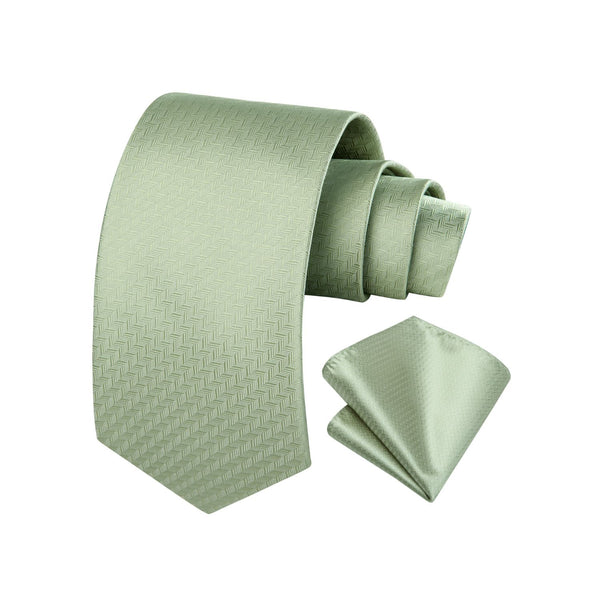 Houndstooth Tie Handkerchief Set - A-01 SAGE GREEN 