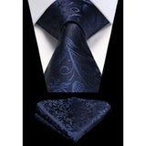 Paisley Tie Handkerchief Set - 03A-NAVY BLUE1 