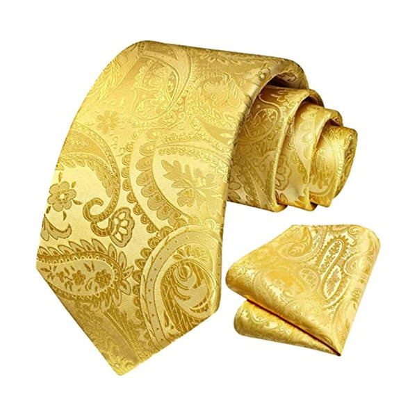 Paisley Tie Handkerchief Set - E5-SUNSHINE YELLOW 