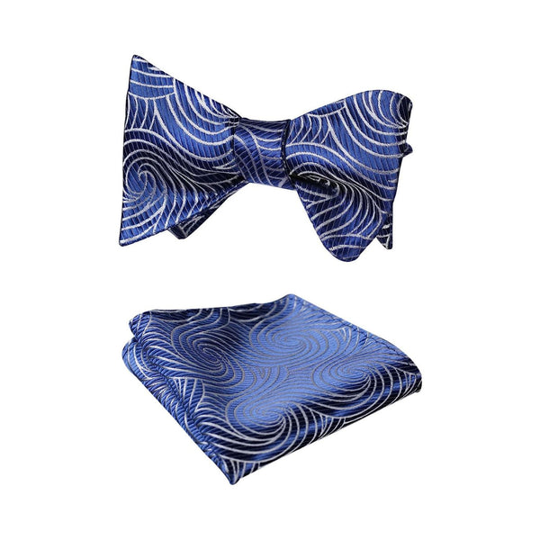 Stripe Bow Tie & Pocket Square - BLUE 