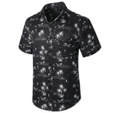 Hawaiian Tropical Shirts with Pocket - C-02 BLACK 