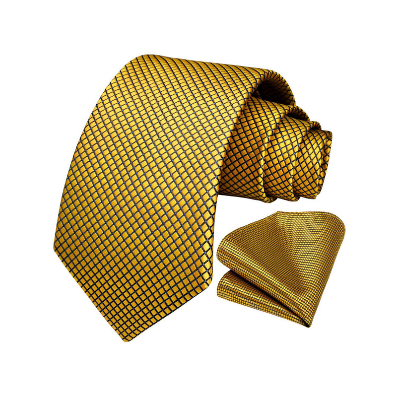 Houndstooth Tie Handkerchief Set - 1-GOLD 