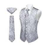 Paisley Vest Tie Handkerchief Set - GREY