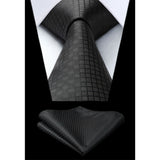 Plaid Tie Handkerchief Set - 071-BLACK CHECKERED 