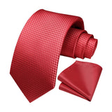 Houndstooth Tie Handkerchief Set - 065-RED 