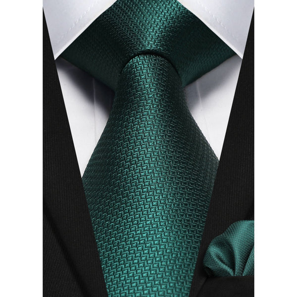 Plaid Tie Handkerchief Set - C4-GREEN 