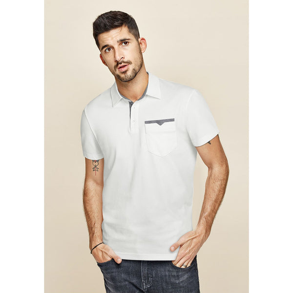 Polo Shirts Short Sleeve with Pocket - WHITE/GREY 