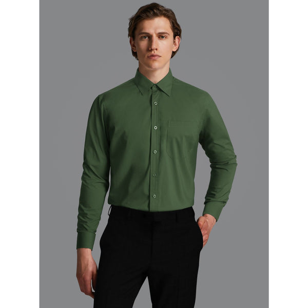 Casual Formal Shirt with Pocket - ARMY GREEN 