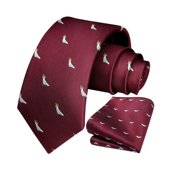 Pattern Tie Handkerchief Set - BURGUNDY 