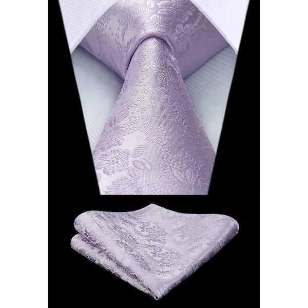 Floral 3.4 Tie Handkerchief Set - C-WISTERIA PURPLE 