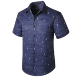 Hawaiian Tropical Shirts with Pocket - B-01 NAVY BLUE 